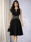 Front Zip Slim Fit & Flare Swing Dress