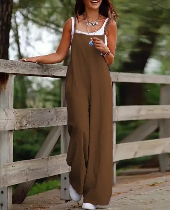 Sleeveless Loose Wide-Leg Jumpsuit Overalls – Oversized S–5XL
