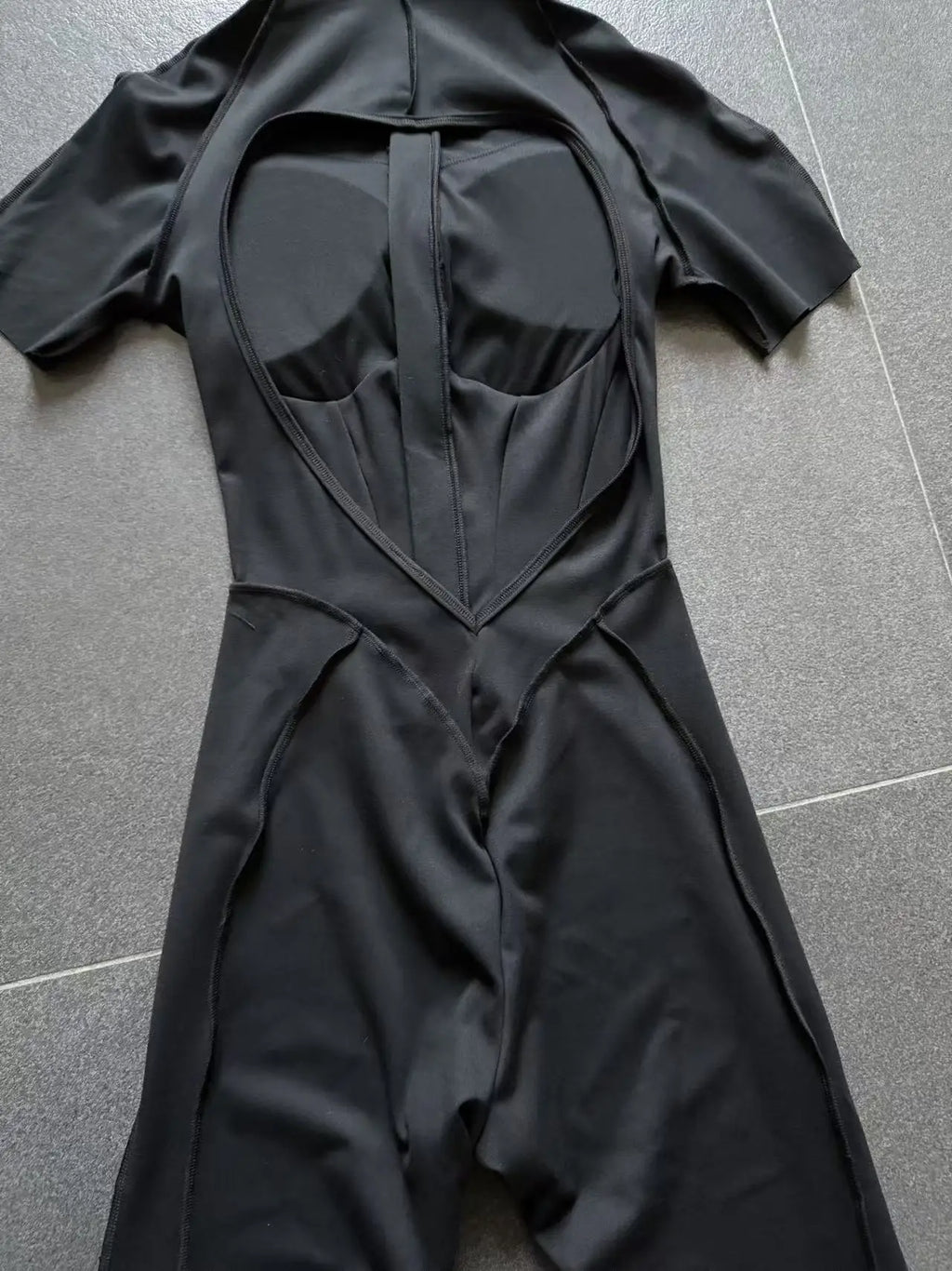 Sexy Hollow Backless Sport Bodycon Jumpsuits Women Sportswear Short Sleeve Zipper Gym Fitness Overalls One Piece Yoga Clothes