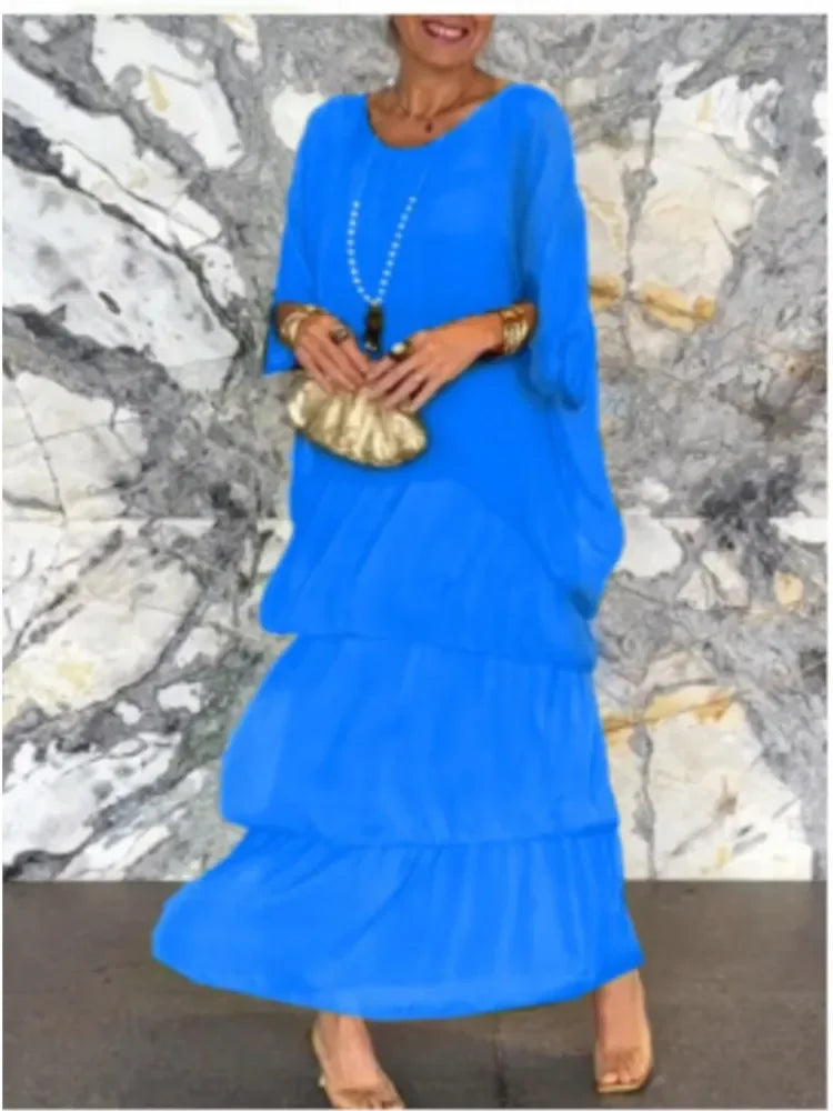 Chiffon Butterfly-Sleeve Maxi Dress