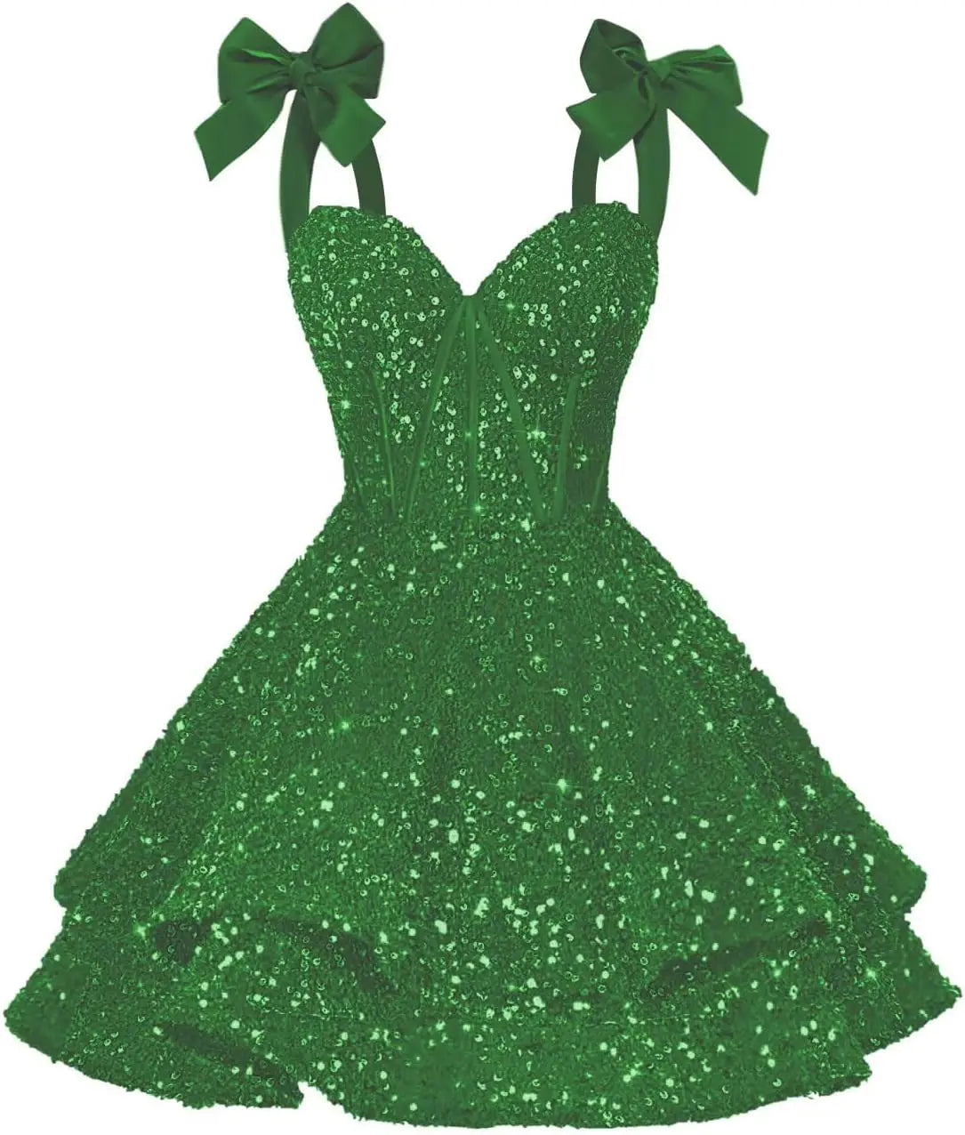 Sparkly Sequin Bows Homecoming Dresses 2026 Short Spaghetti Straps Tiered Satin Sweet Prom Cocktail Dress Graduation Dress
