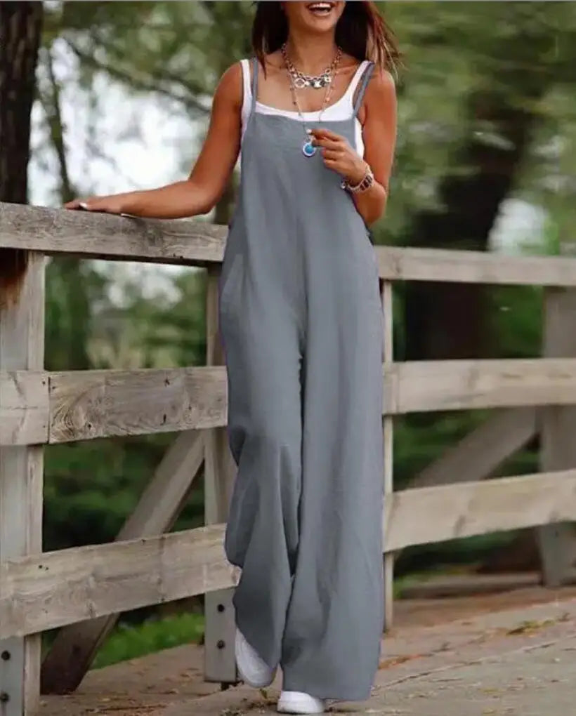 Sleeveless Loose Wide-Leg Jumpsuit Overalls – Oversized S–5XL