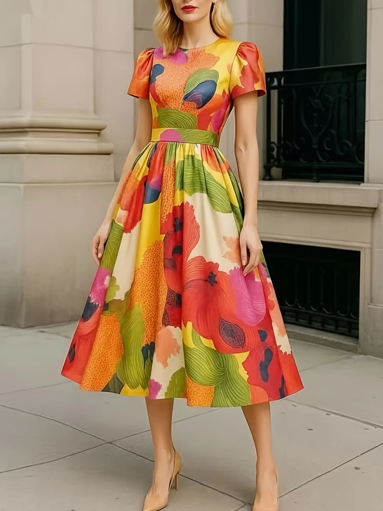 Women's New Spring and Summer Printed Daily Beach Vacation Date Dress