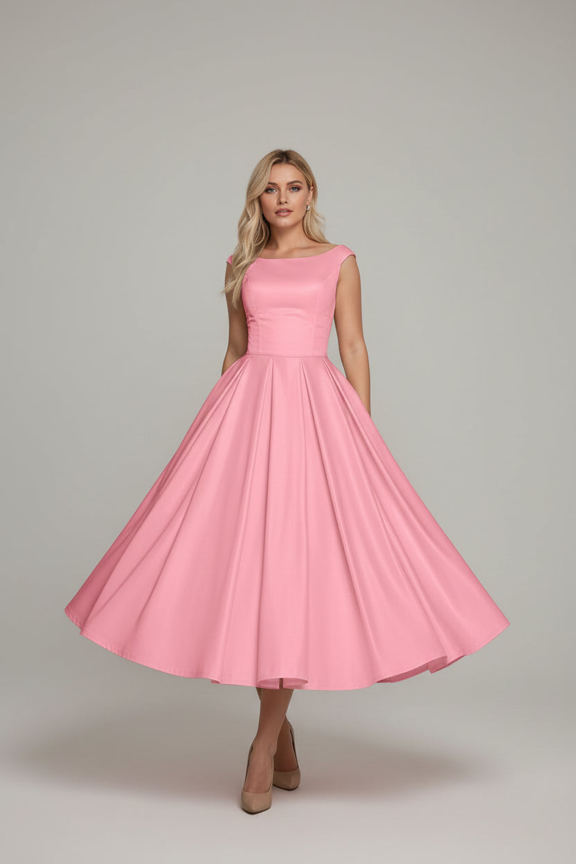 Pleated Umbrella Waisted Midi Dress