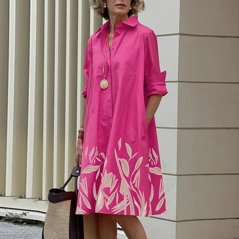 2026 New Shirt Dress Women Bohemian Long Sleeve Printed Dress Sexy Boho Style Pocket V Neck Loose Dresses For Women