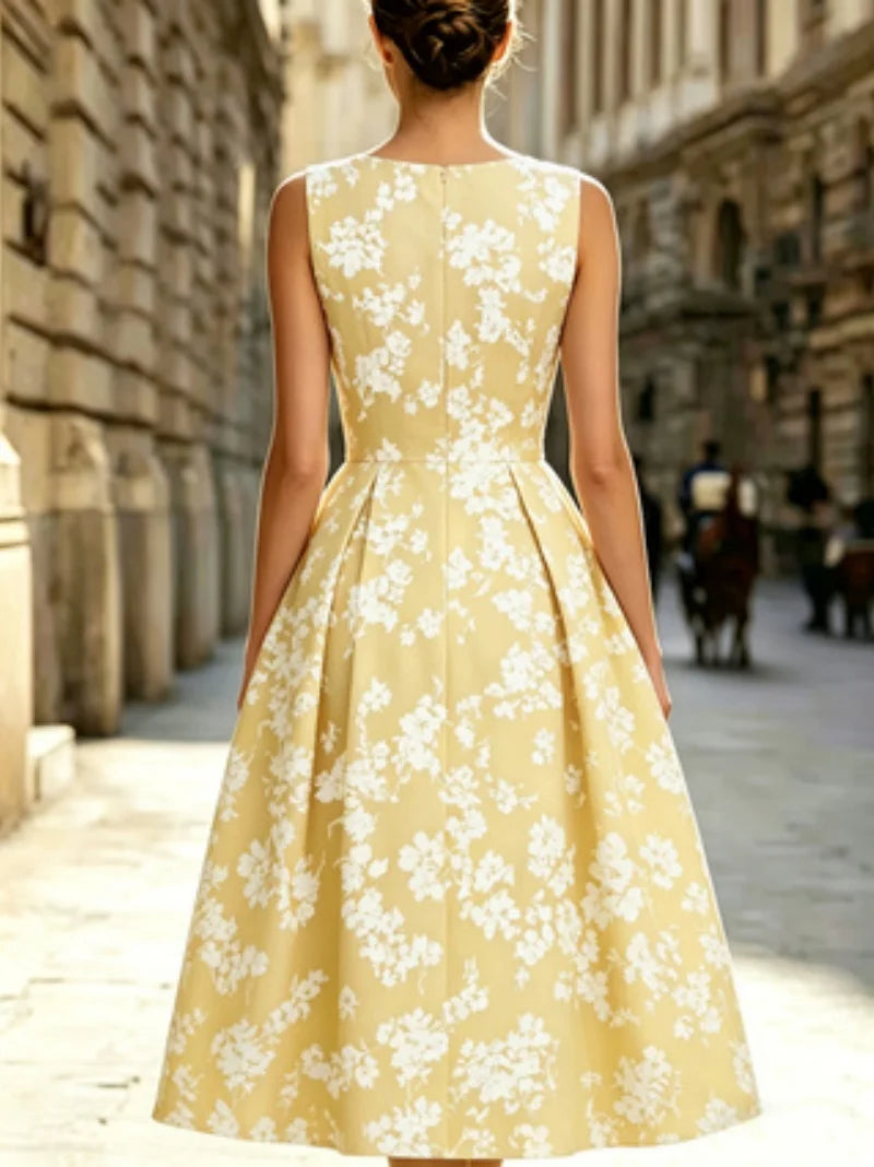 Floral A-Line Midi Dress