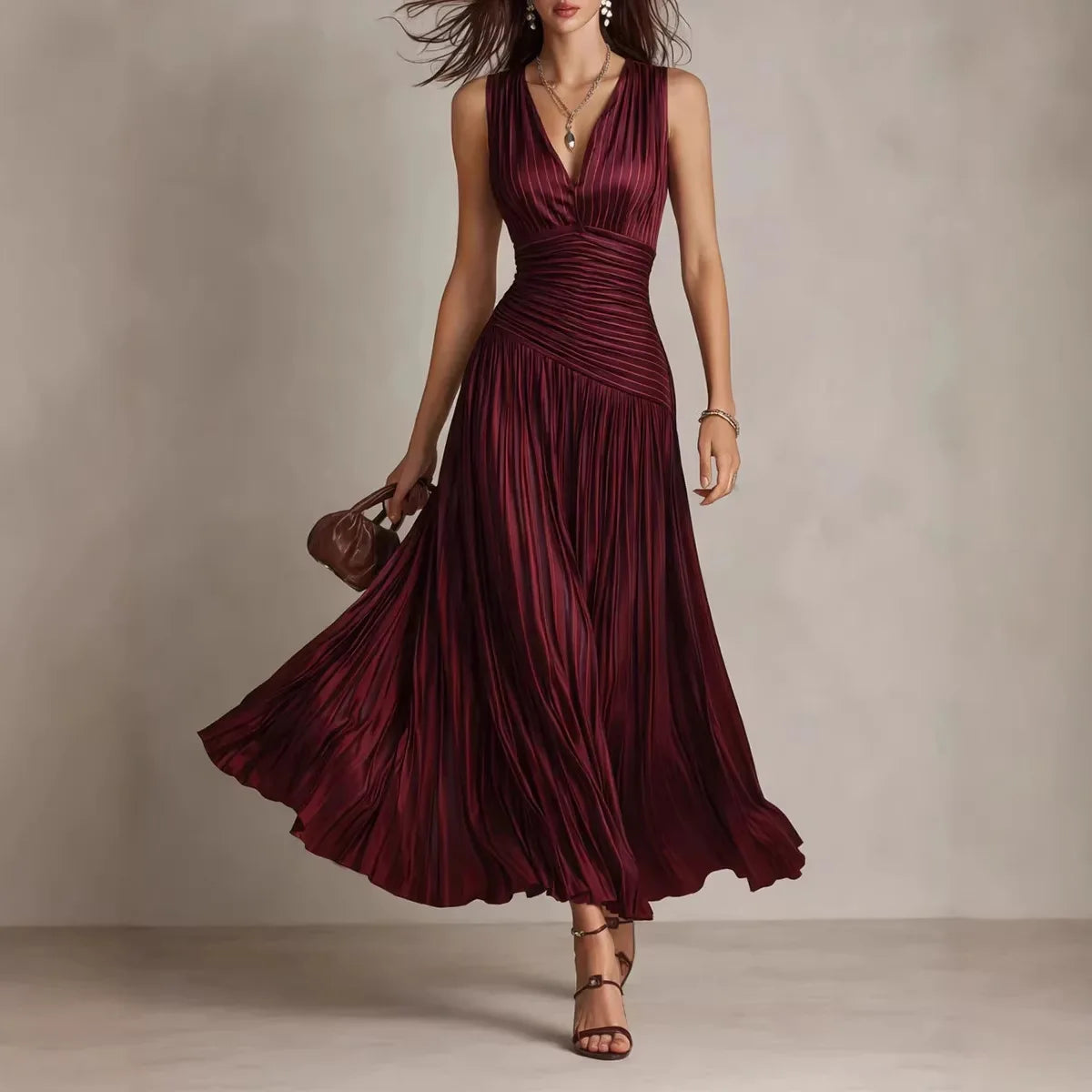Sleeveless Backless Slim A-Line Maxi Dress