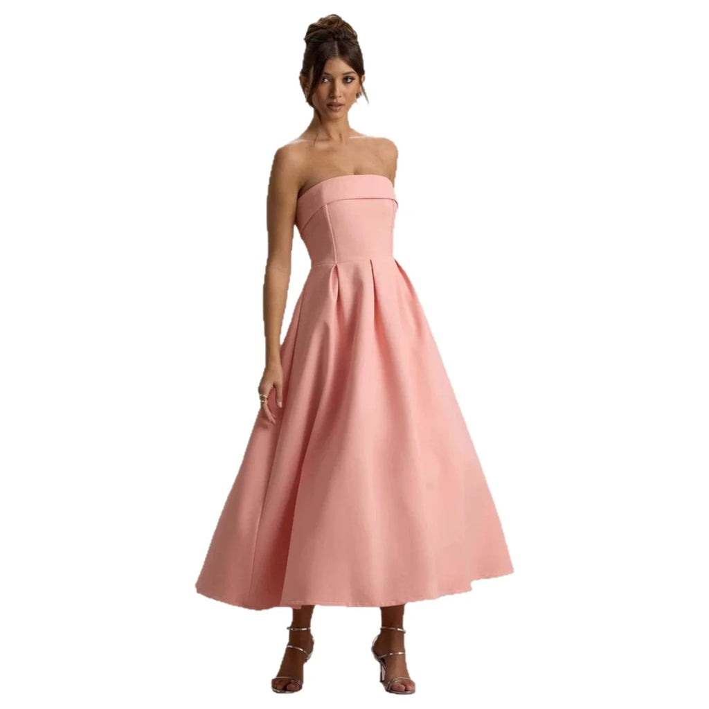 Strapless High-Waist A-Line Evening Gown – Bodycon Ball Dress