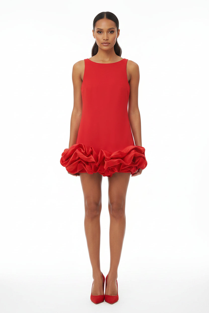 Off-Shoulder Ruffle Backless Mini Dress – Sleeveless, Bodycon