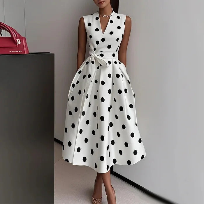 Polka Dot V-Neck Wrap Dress