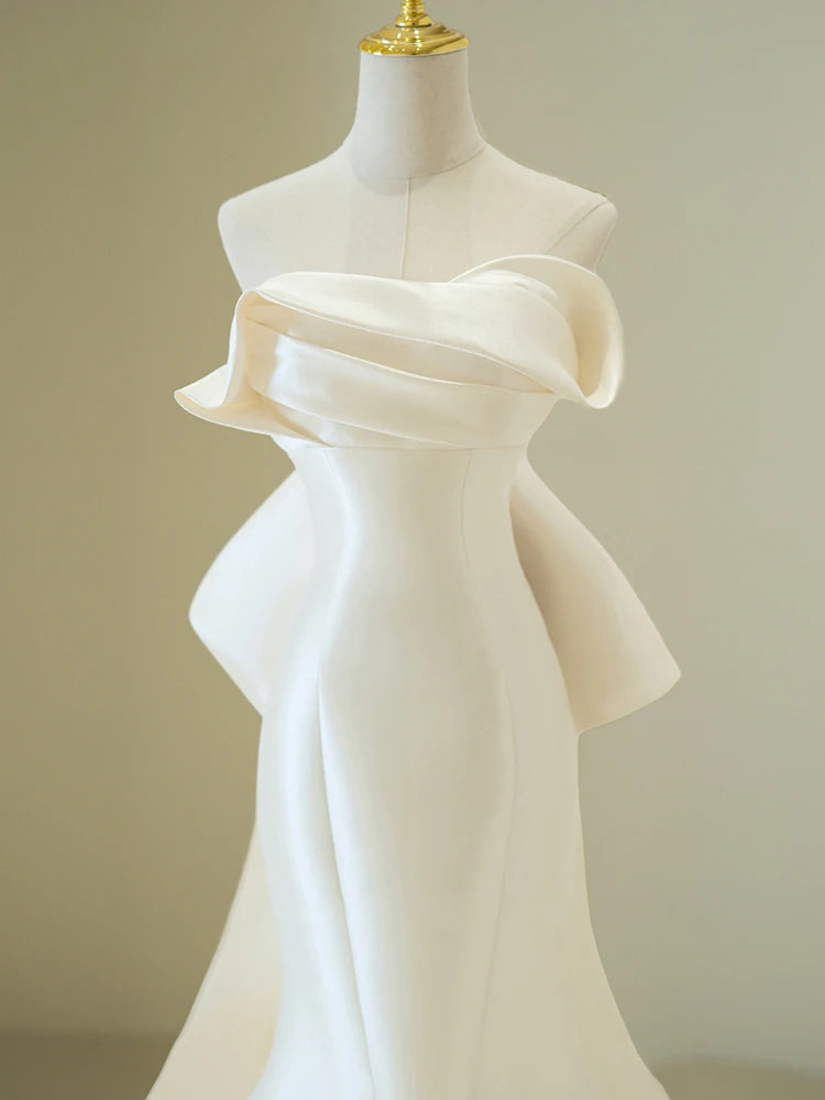 Strapless Satin Fishtail Ball Gown
