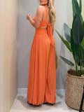 Cami Hollow-Out Waist Backless Tie-Back Slim Wide-Leg Jumpsuit