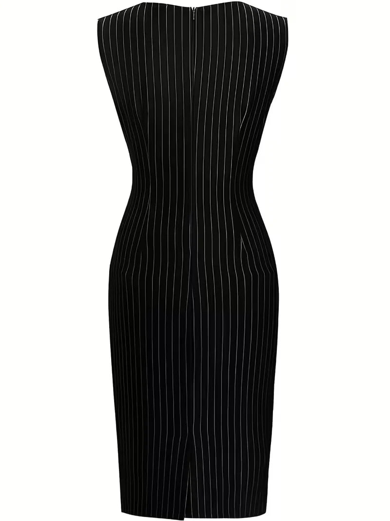 Waist Tie Bodycon Knee-Length Dress