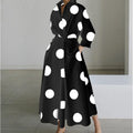Elegant Women's Shirt Dress Lapel Collar 3/4 Sleeve Belted A Line Midi Dress Casual Office Wear for Women