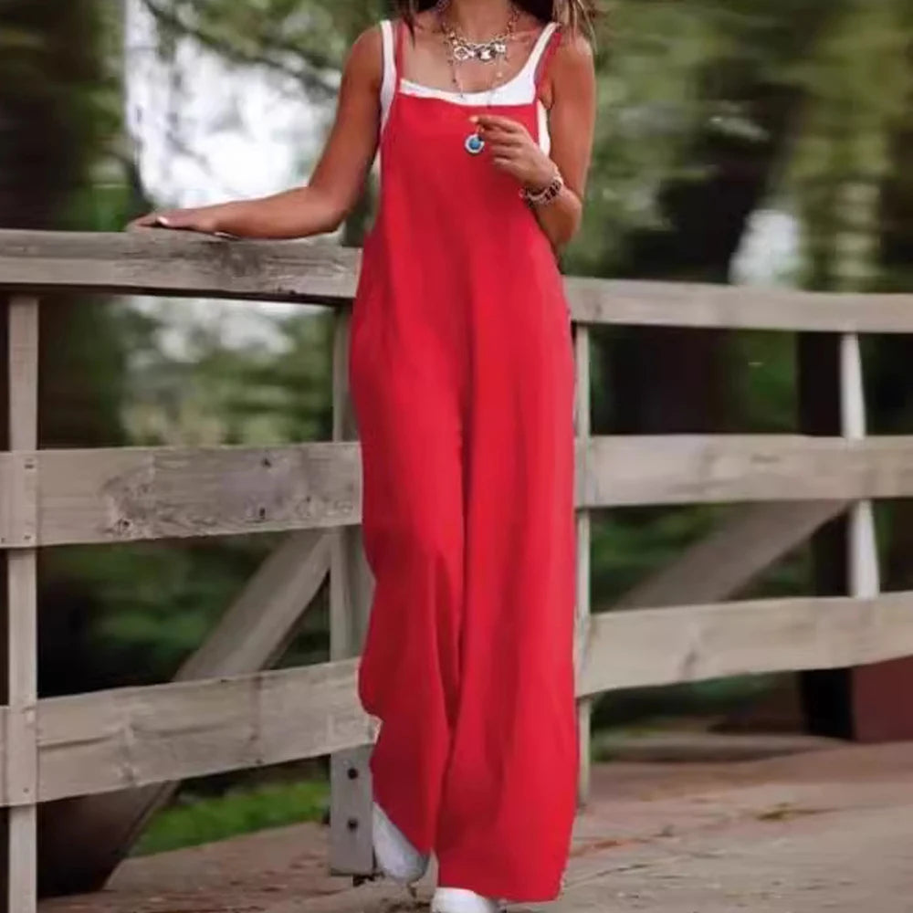 Sleeveless Loose Wide-Leg Jumpsuit Overalls – Oversized S–5XL