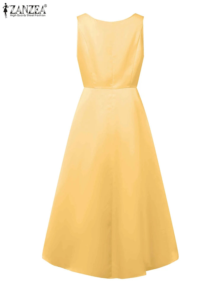 Inverted Pleat Boatneck Satin Midi Dress