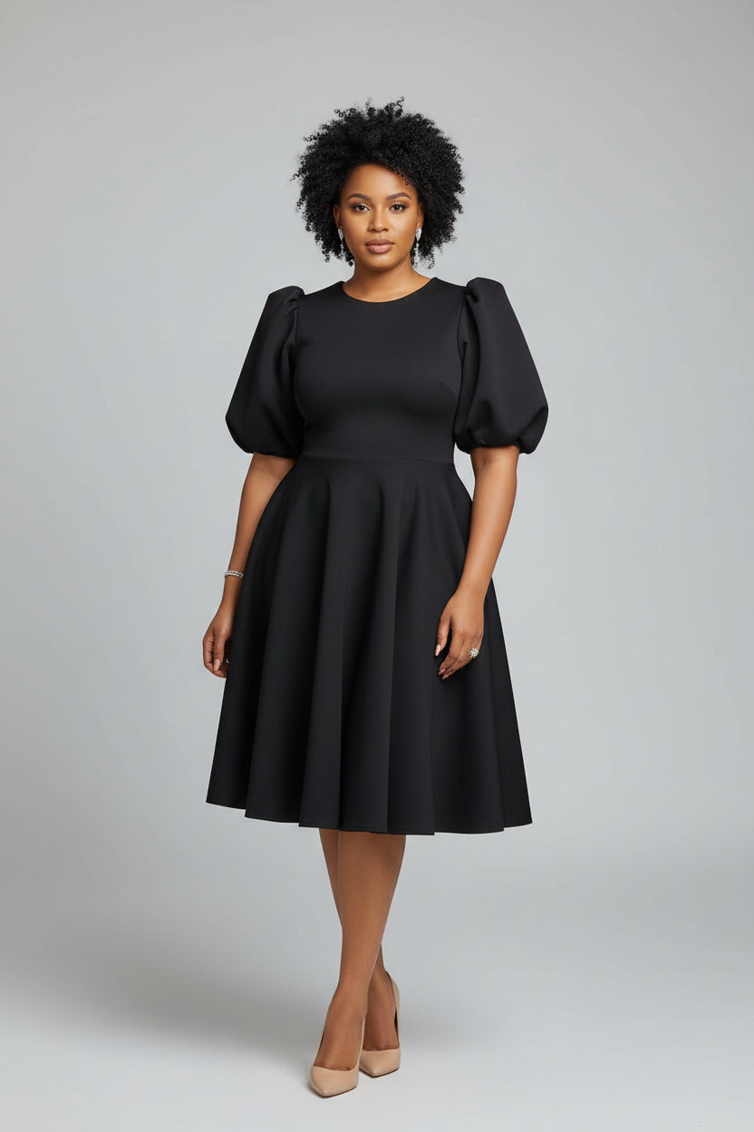 High Waist Pleated Party Midi Dress