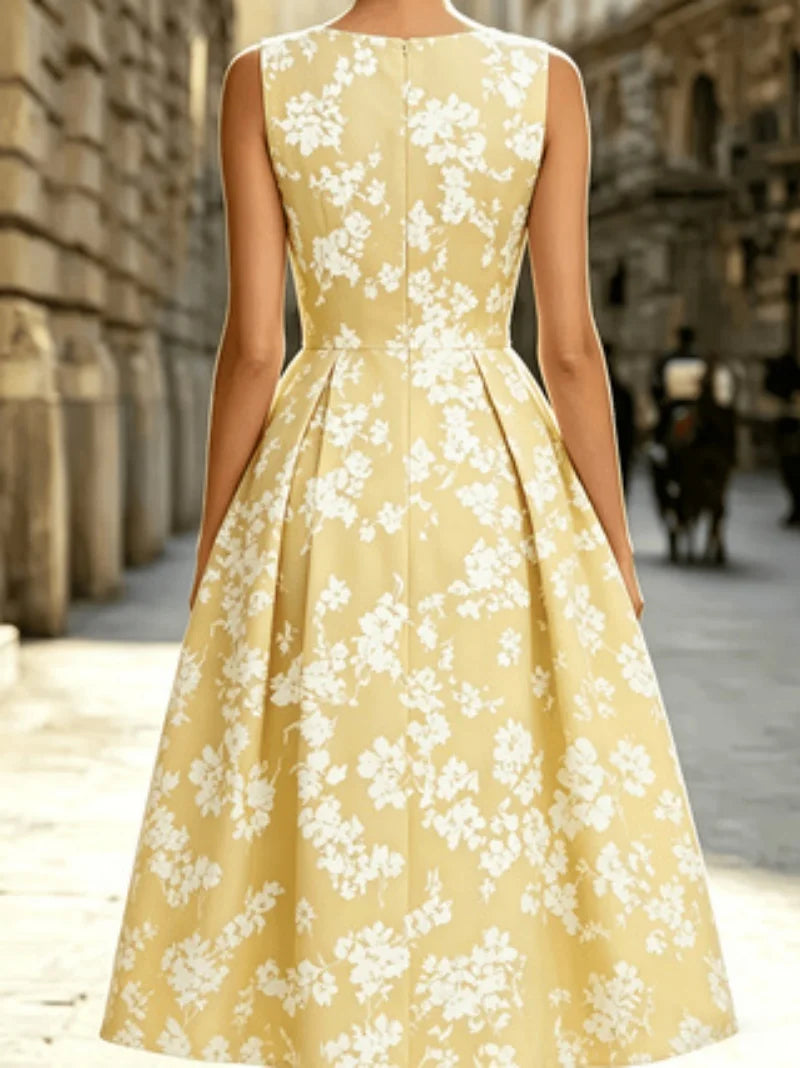 Floral A-Line Midi Dress