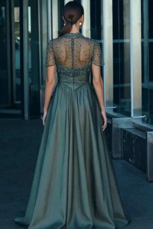 Strapless A-Line Evening Gown – Draped, Ruched, Appliqués, Custom