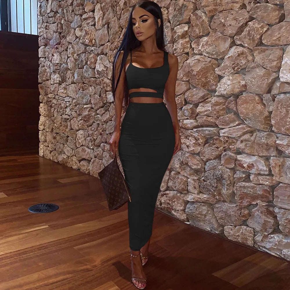 Pleated Hollow-Out Two-Piece Mini Dress