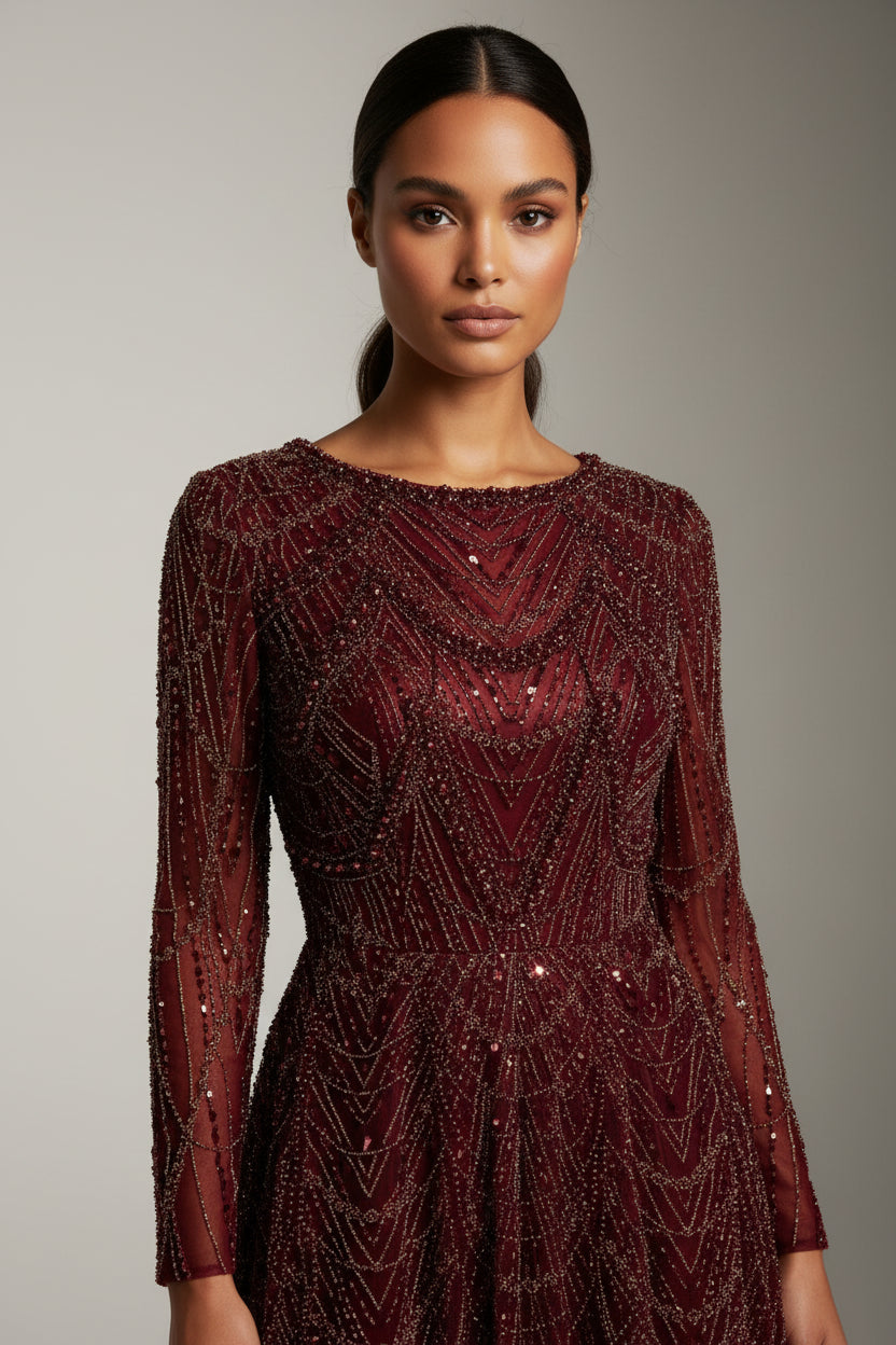 Off-Shoulder Sequin Mermaid Evening Gown – Beaded Satin Formal Dress