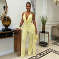 Halter V-Neck Backless Bodycon Chiffon Jumpsuit
