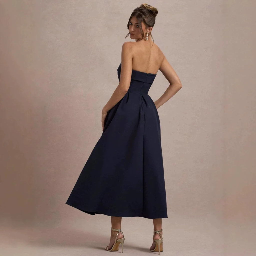 Strapless High-Waist A-Line Evening Gown – Bodycon Ball Dress