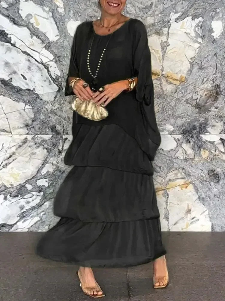 Chiffon Butterfly-Sleeve Maxi Dress