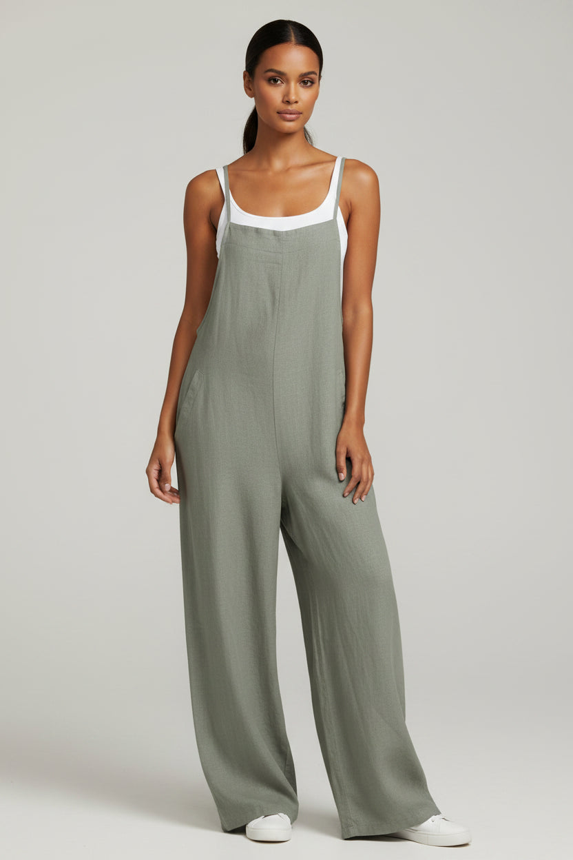 Sleeveless Loose Wide-Leg Jumpsuit Overalls – Oversized S–5XL