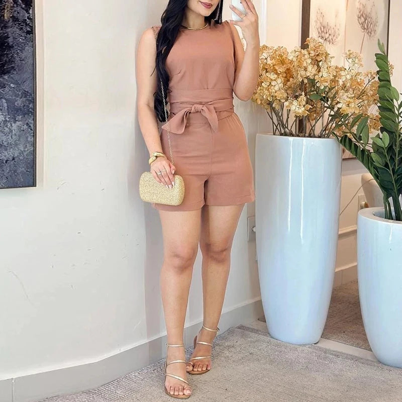 Tie-Up Slim Romper