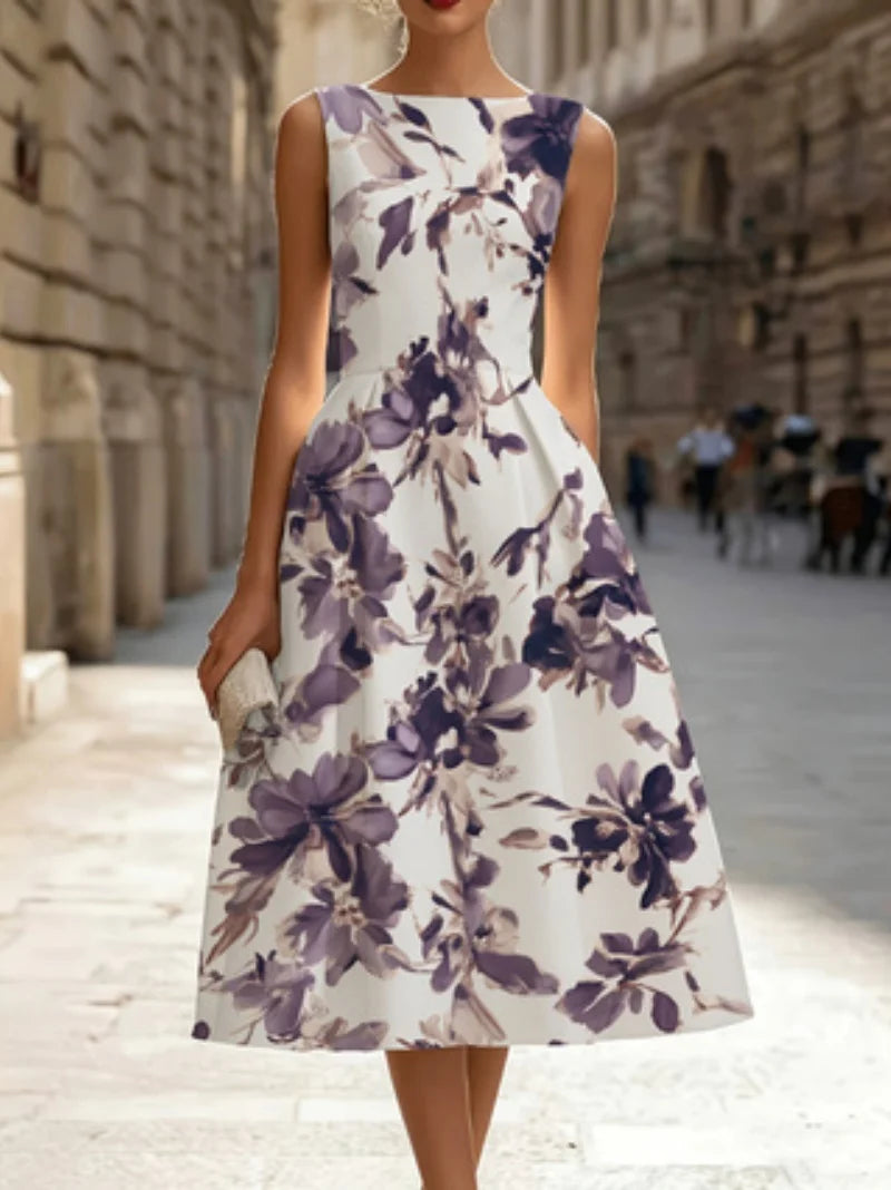 Floral A-Line Midi Dress