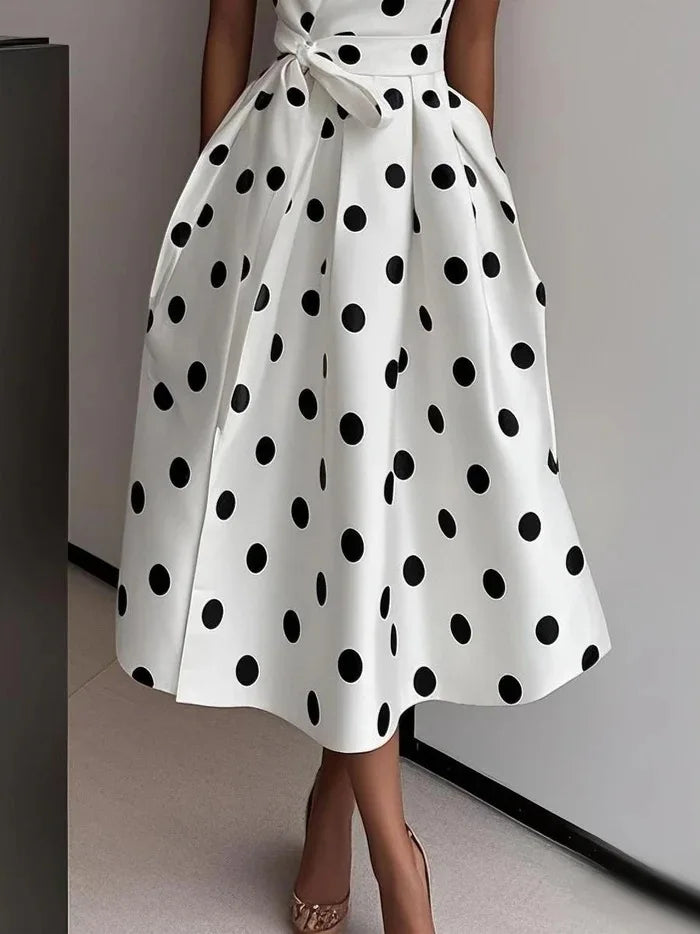 Polka Dot V-Neck Wrap Dress