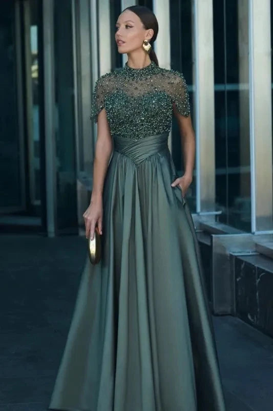 Strapless A-Line Evening Gown – Draped, Ruched, Appliqués, Custom