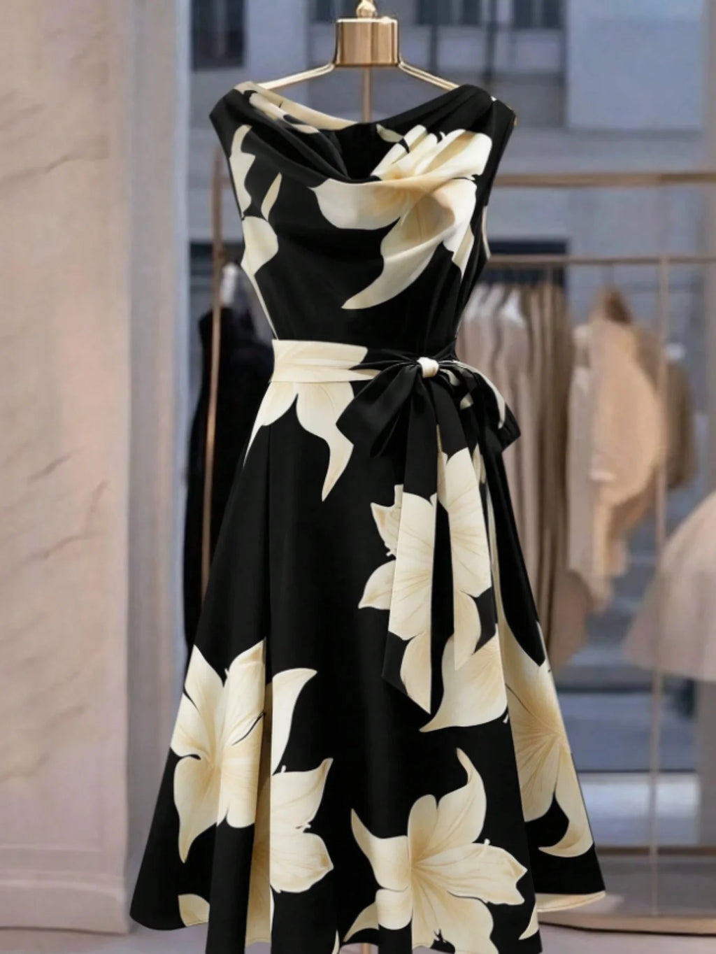 Retro Stripe Sash Tie Maxi Dress