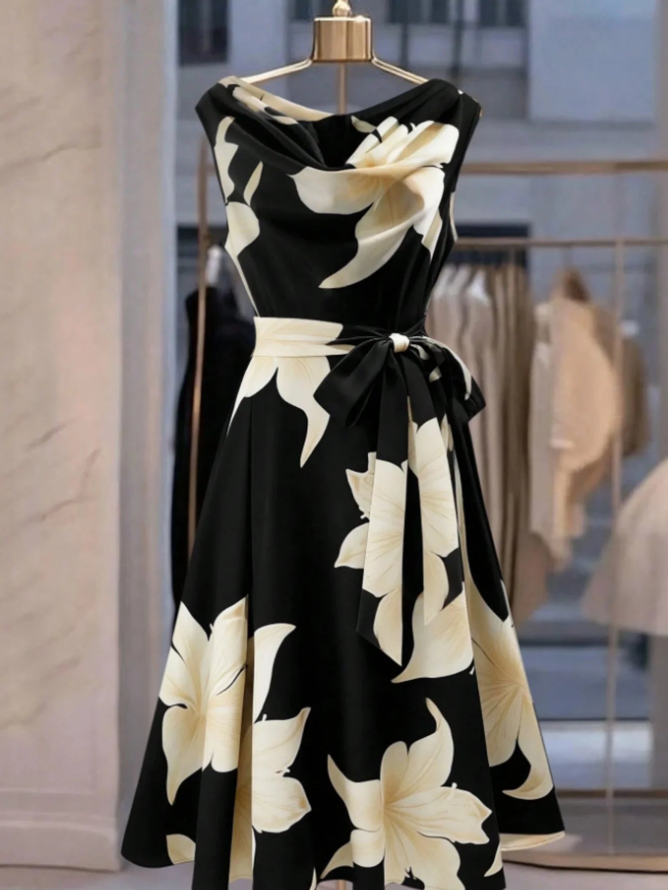 Retro Stripe Sash Tie Maxi Dress