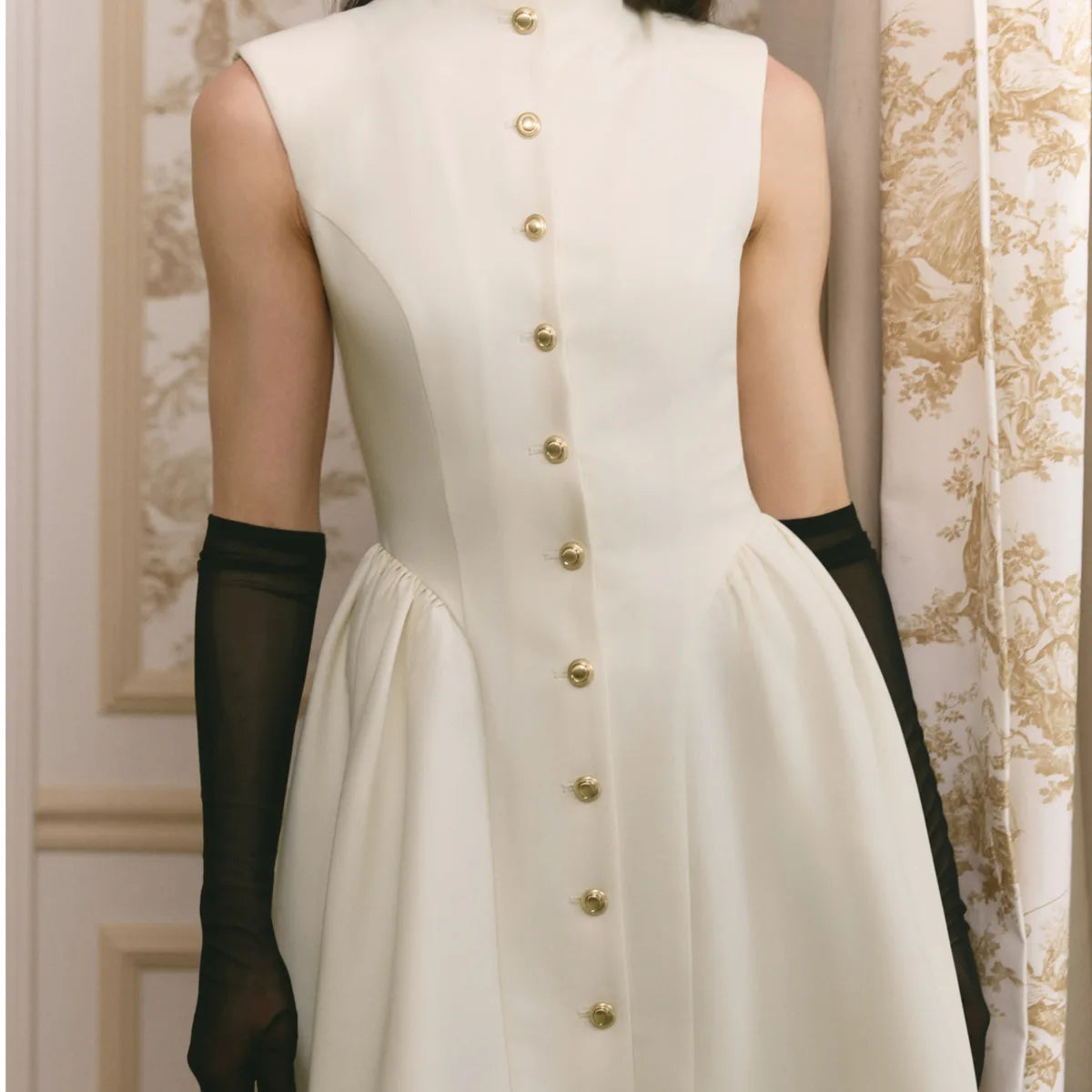 Mandarin Collar Bow Sheath Mini Dress