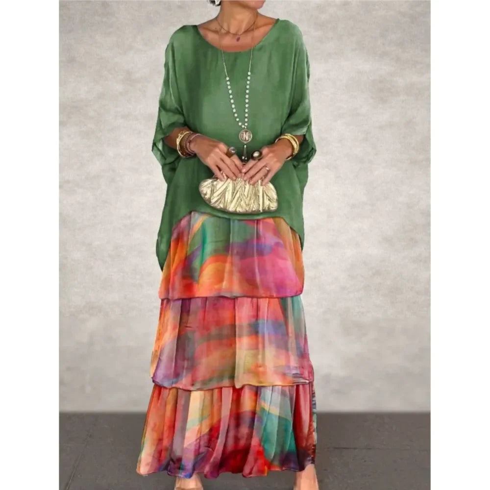 Chiffon Butterfly-Sleeve Maxi Dress