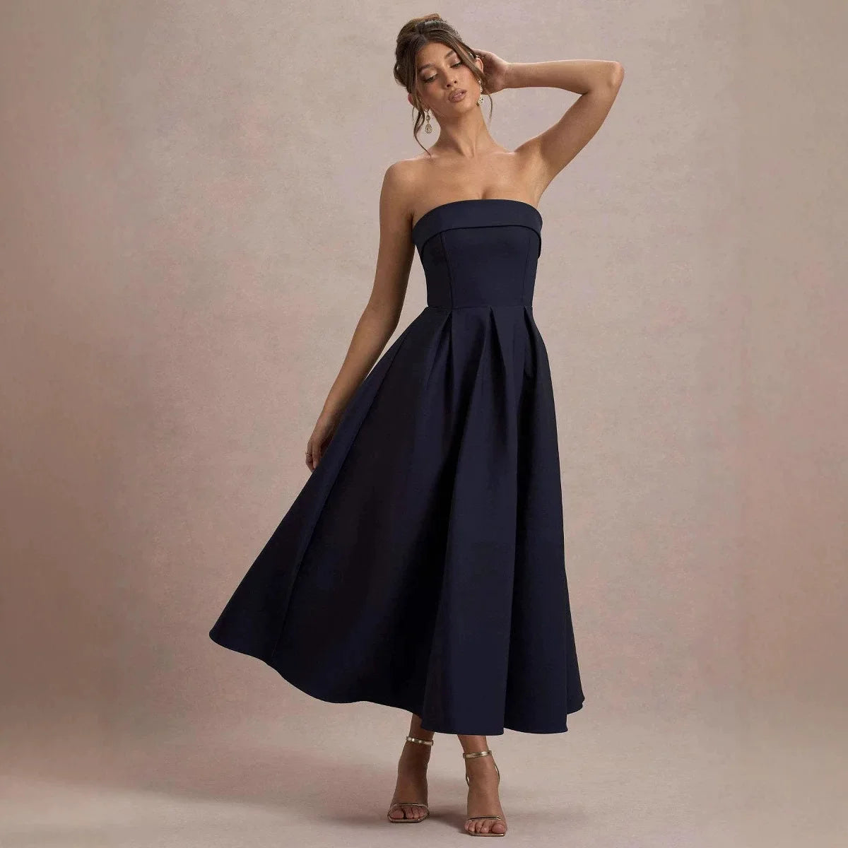 Strapless High-Waist A-Line Evening Gown – Bodycon Ball Dress