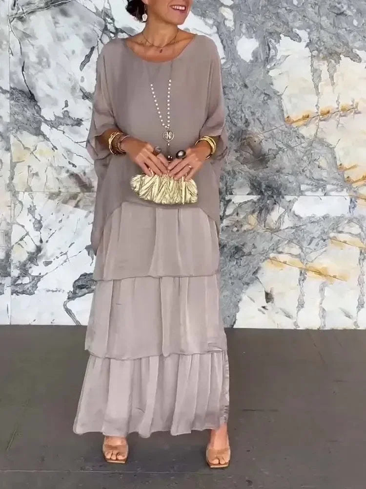 Chiffon Butterfly-Sleeve Maxi Dress