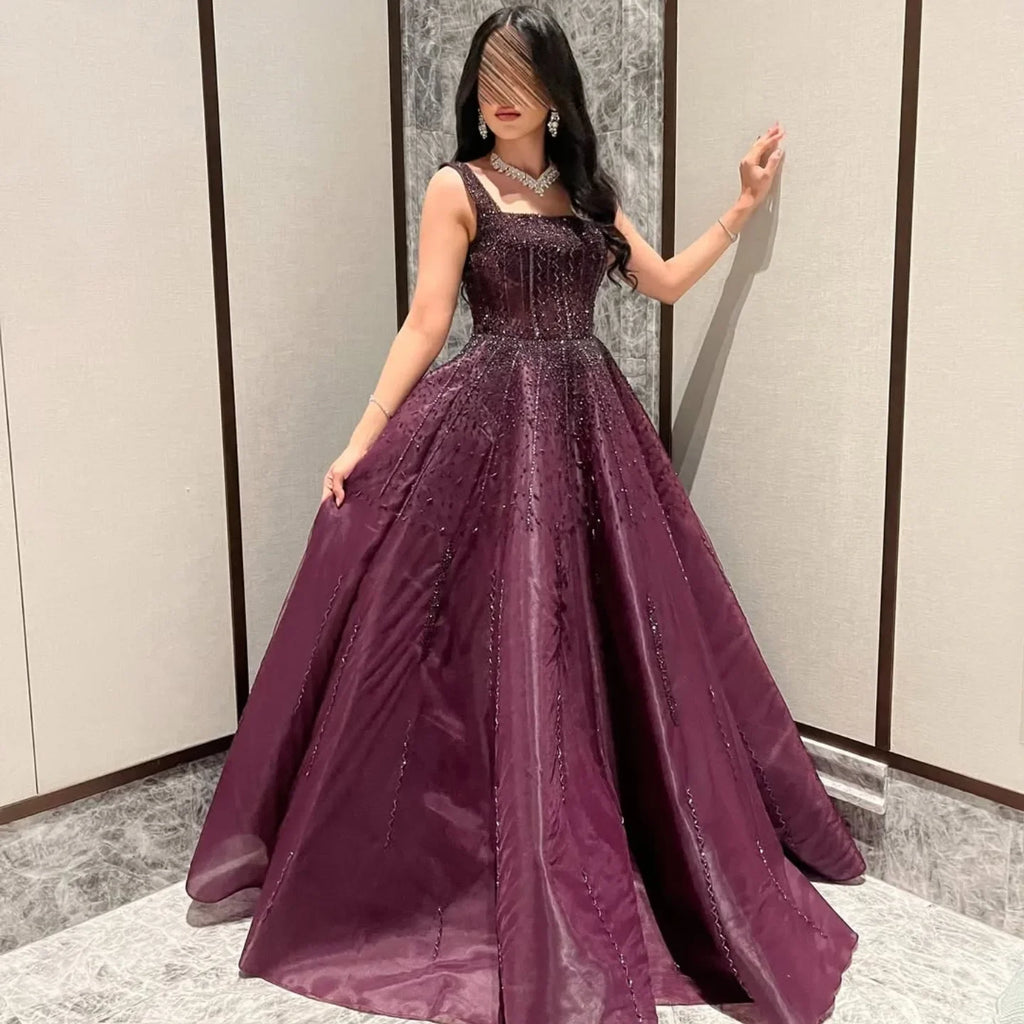 Dubai Elegant Evening Dresses Luxurious Special Occasion Prom Gowns Ball Claret Sequins Customized платье женское