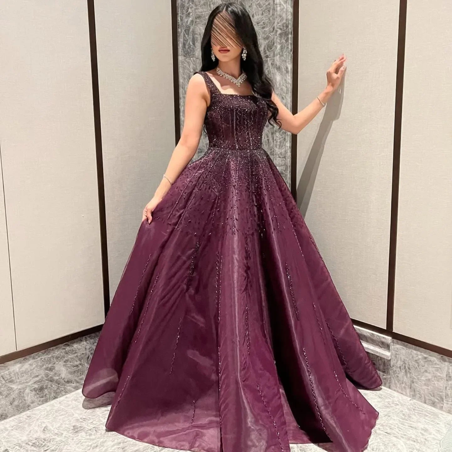 Dubai Elegant Evening Dresses Luxurious Special Occasion Prom Gowns Ball Claret Sequins Customized платье женское