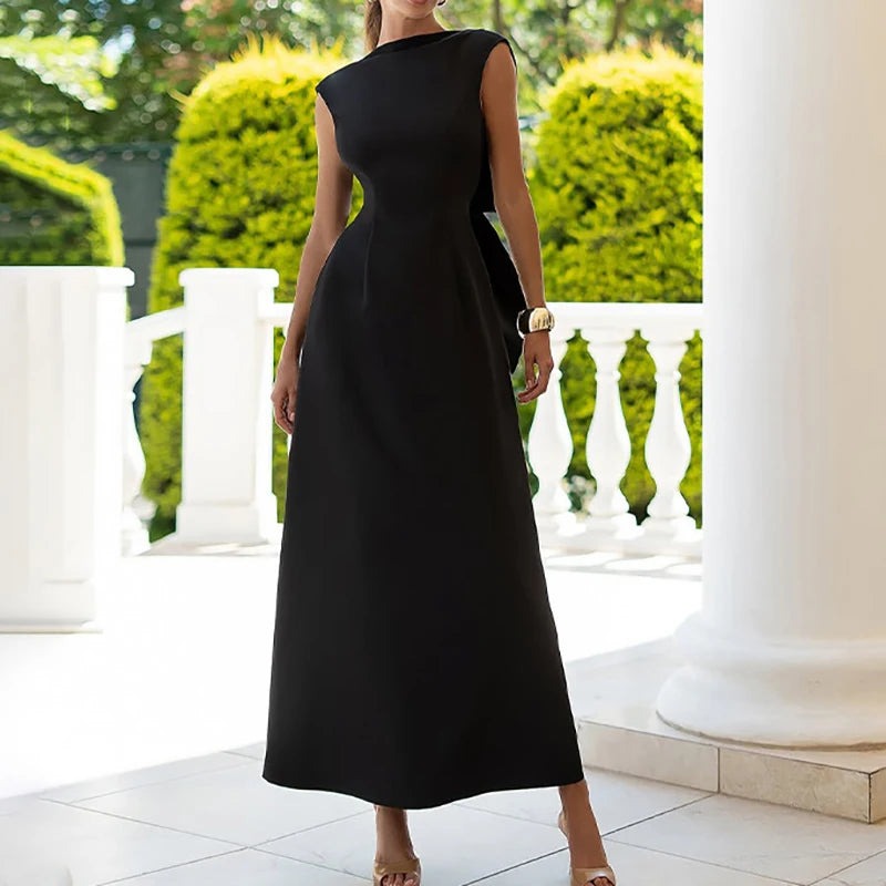 Bow Tie Up Hollow Out Maxi Dress