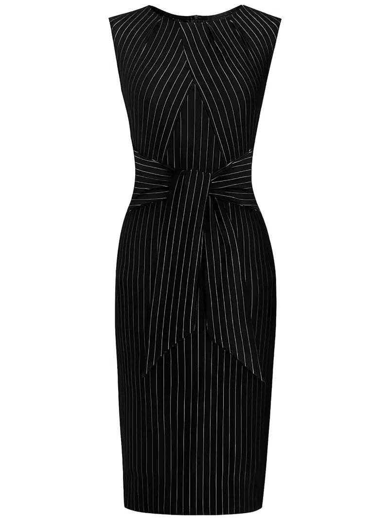Waist Tie Bodycon Knee-Length Dress