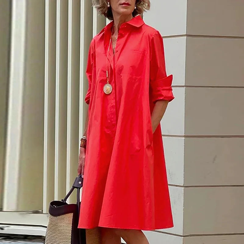 2026 New Shirt Dress Women Bohemian Long Sleeve Printed Dress Sexy Boho Style Pocket V Neck Loose Dresses For Women
