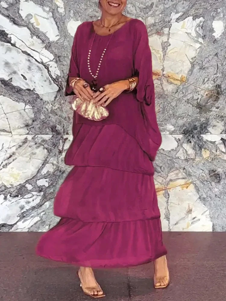 Chiffon Butterfly-Sleeve Maxi Dress