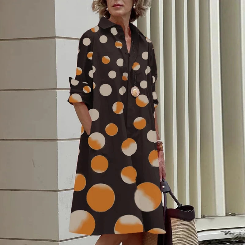 2026 New Shirt Dress Women Bohemian Long Sleeve Printed Dress Sexy Boho Style Pocket V Neck Loose Dresses For Women
