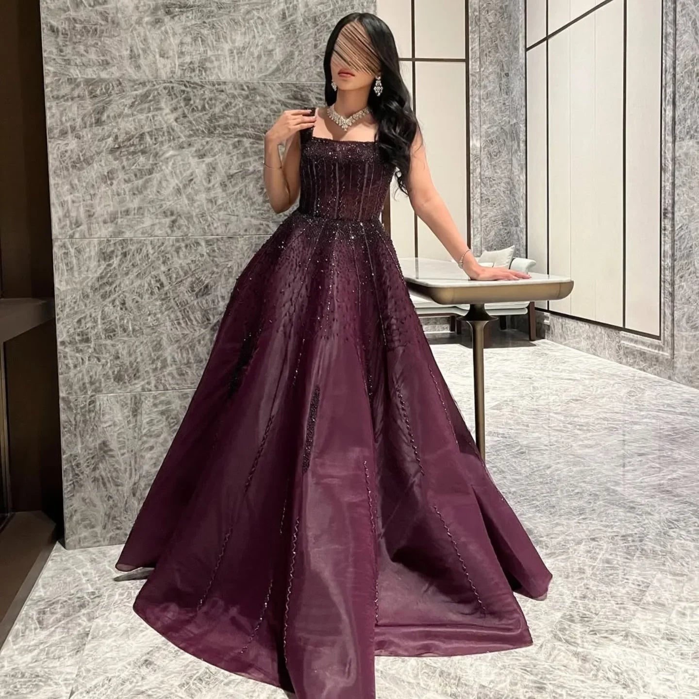 Dubai Elegant Evening Dresses Luxurious Special Occasion Prom Gowns Ball Claret Sequins Customized платье женское