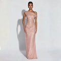 Elegant One-Shoulder Sequin Evening Gown | Backless Slim-Fit Long Dress