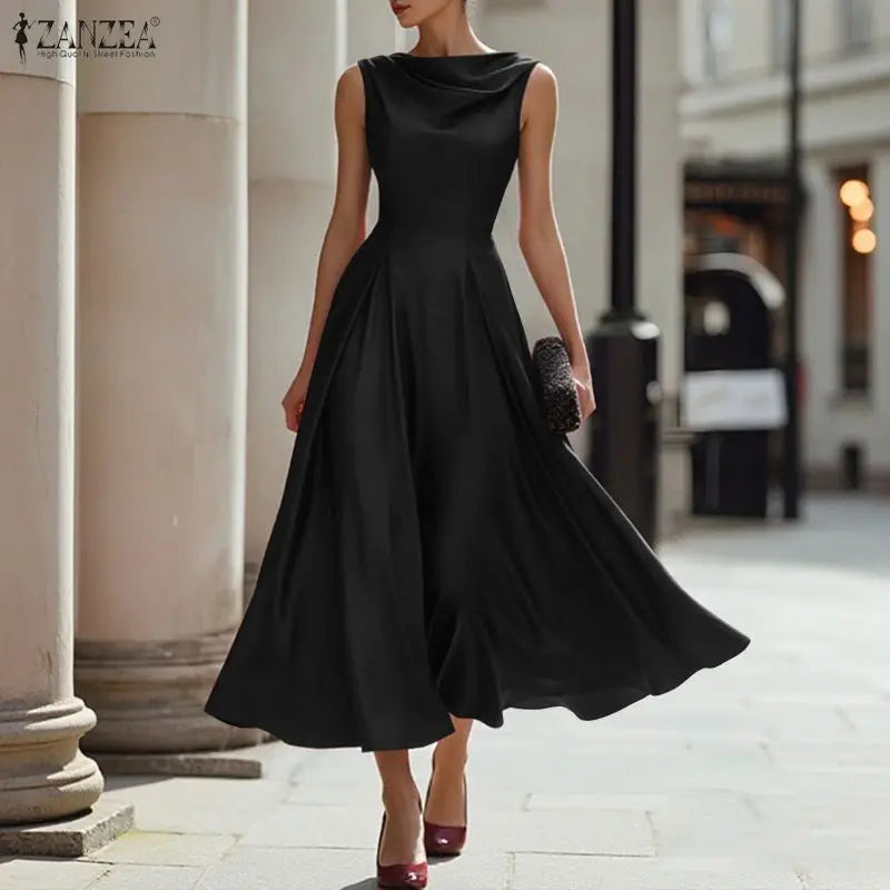 Satin Swing Neck Sundress