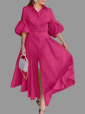 Lantern Sleeve Swing Maxi Dress